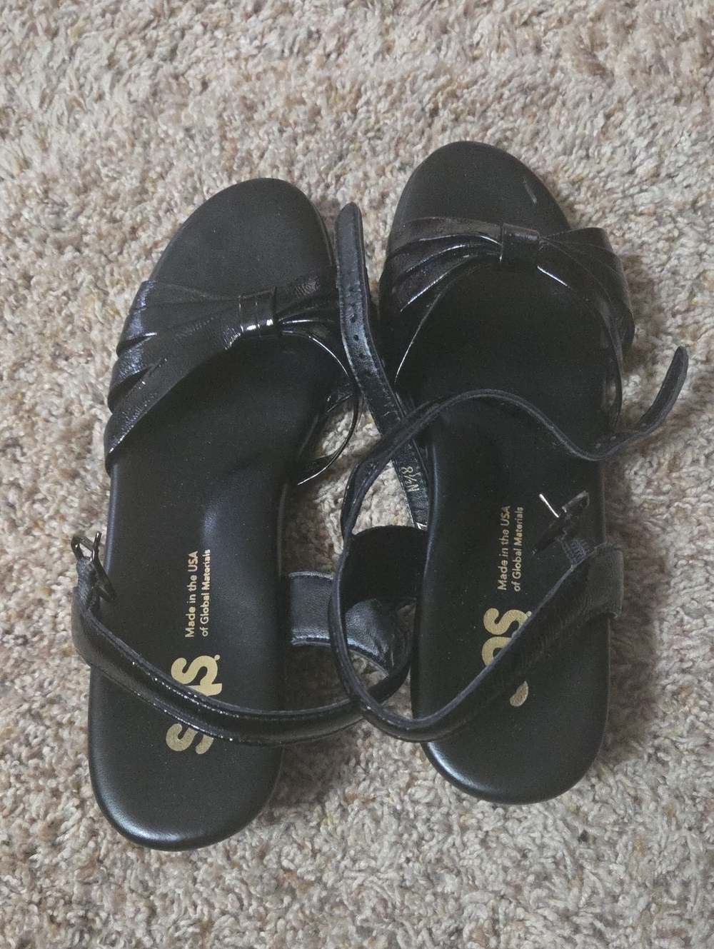 SAS Black Strappy Women's Sandals with Bow Accent